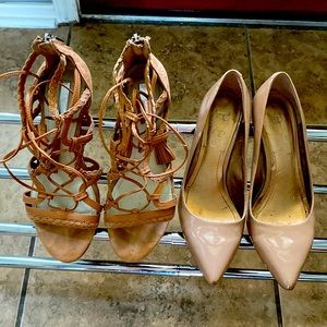 BCBG heels and lace up wedge sandal